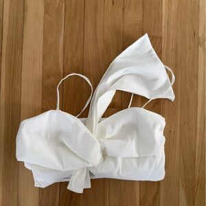 Zara White Satin Crop Top